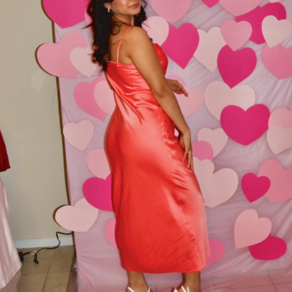 Pink Long silk dress